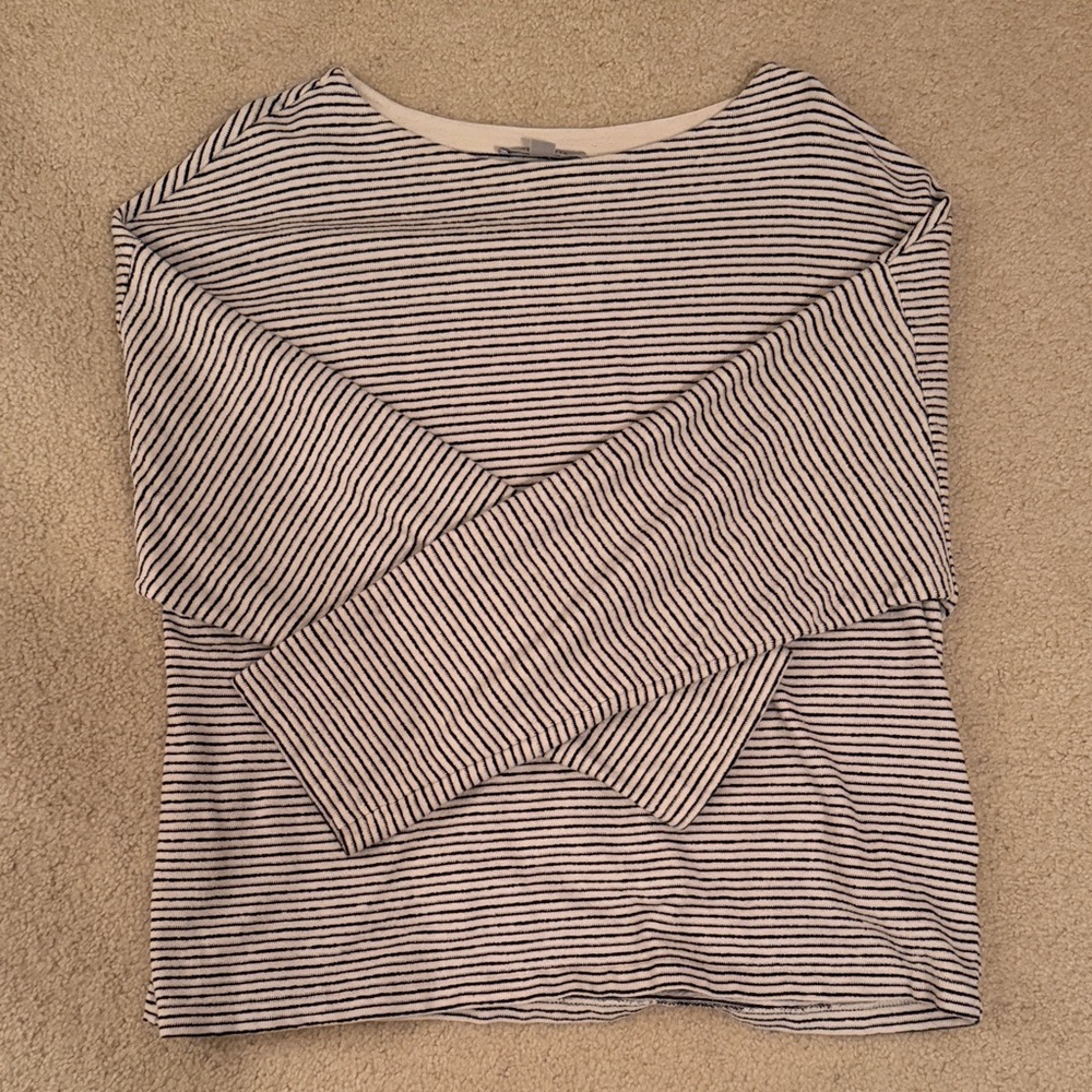 All Saints Black and White Striped Long Sleeve Top